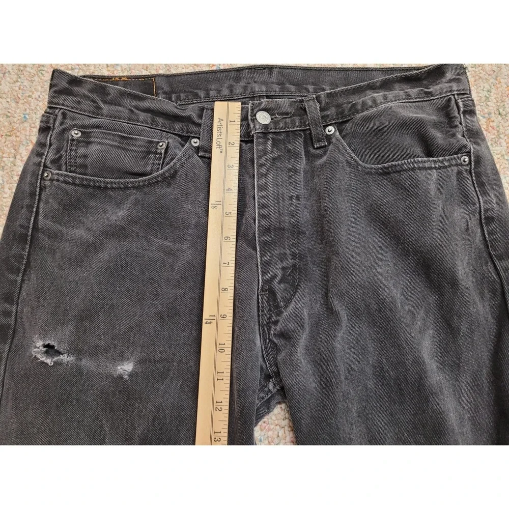 Levi's 505 Jeans Mens 36x30 Black Regular Fit Straight Leg Distressed Denim